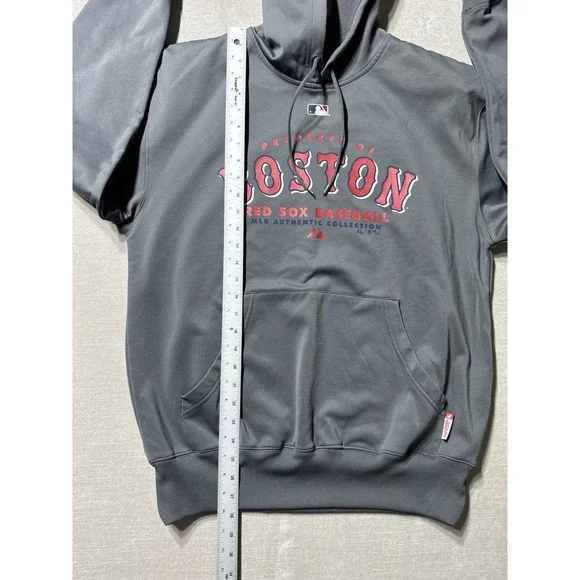 VTG Boston Red Sox Majestic Hoodie Therma Base Sweatshirt Men's Medium Grey - Picture 5 of 7
